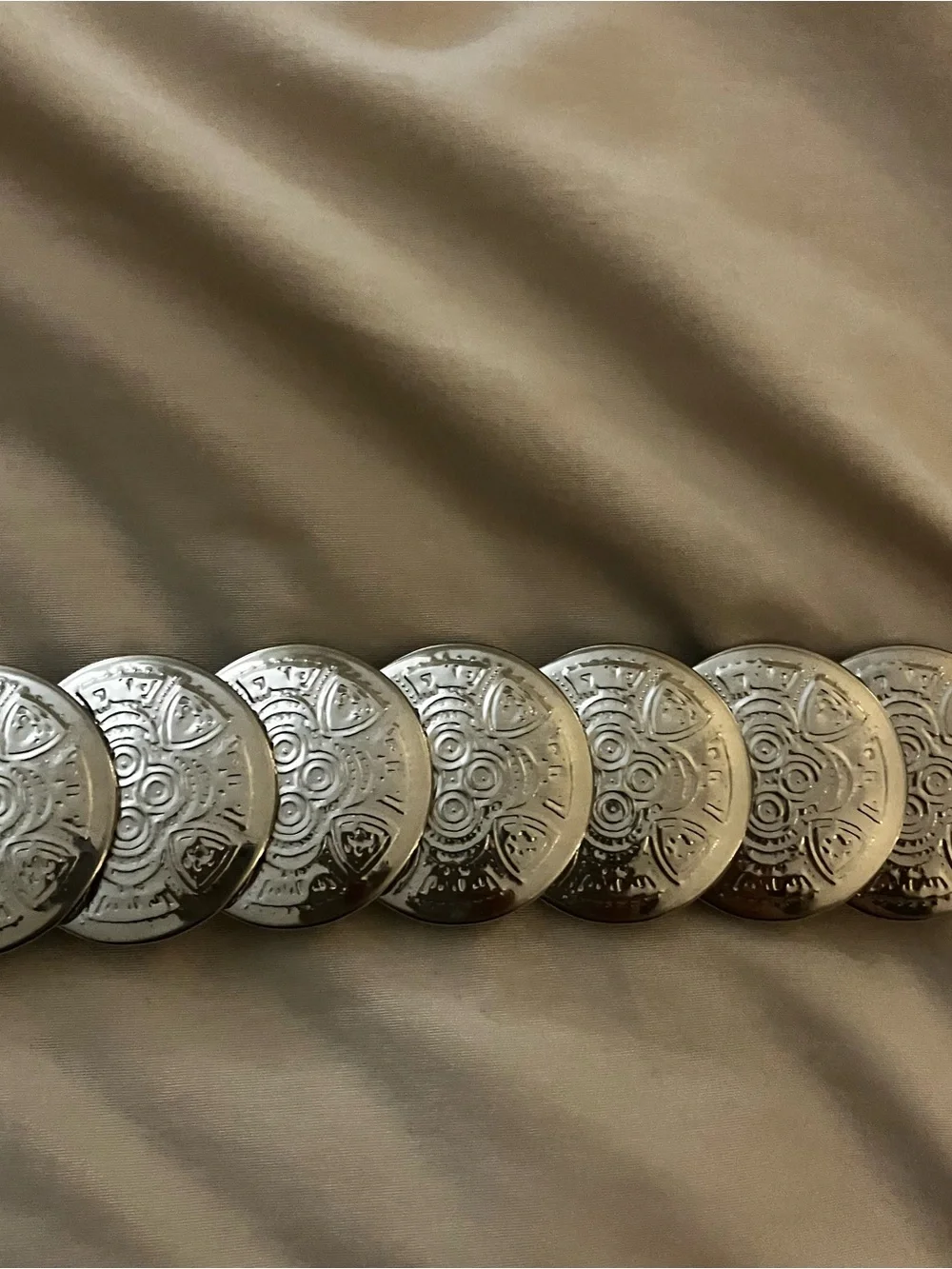 Vintage Silver Coin Stretch Belt Boho Festival Statement Disc one Size Fits Most